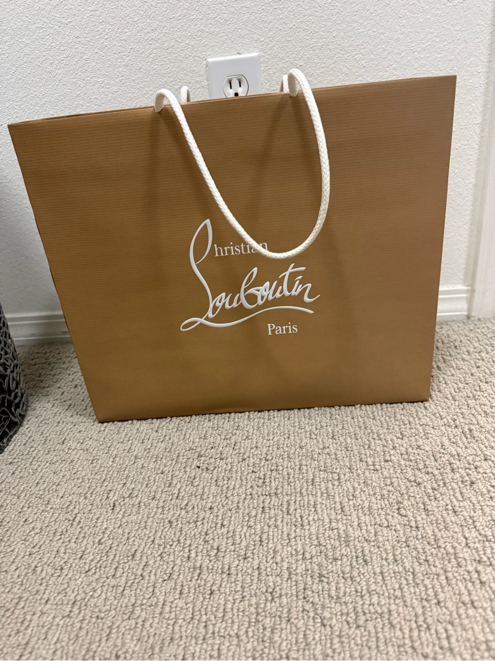 Christian Louboutin Tan Shopping Bag with White Logo